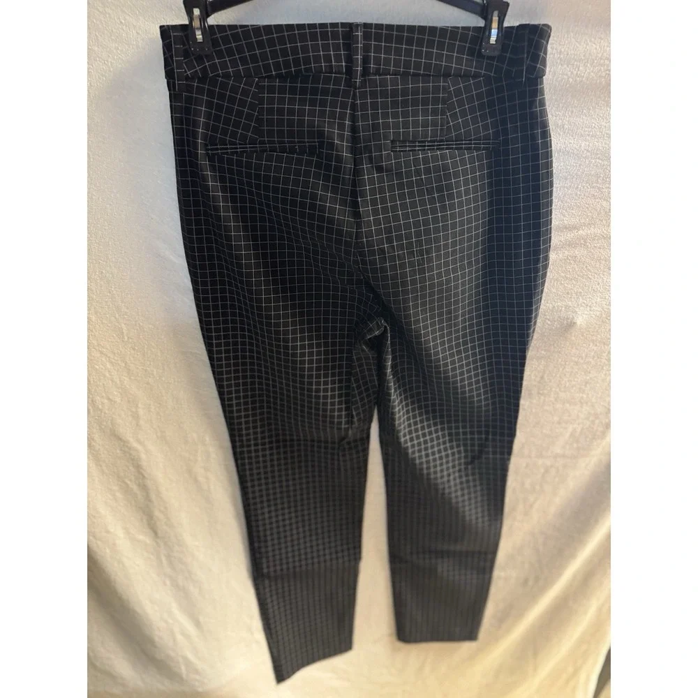 Nine West Women's Black Checked Trousers‎ Size 6 Slim Ankle Rayon Nylon Stretchy